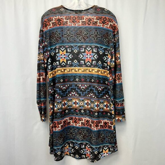 Eyeshadow Womens Cardigan Sweater Multicolor Southwestern Open Front Flyaway S - Picture 2 of 11